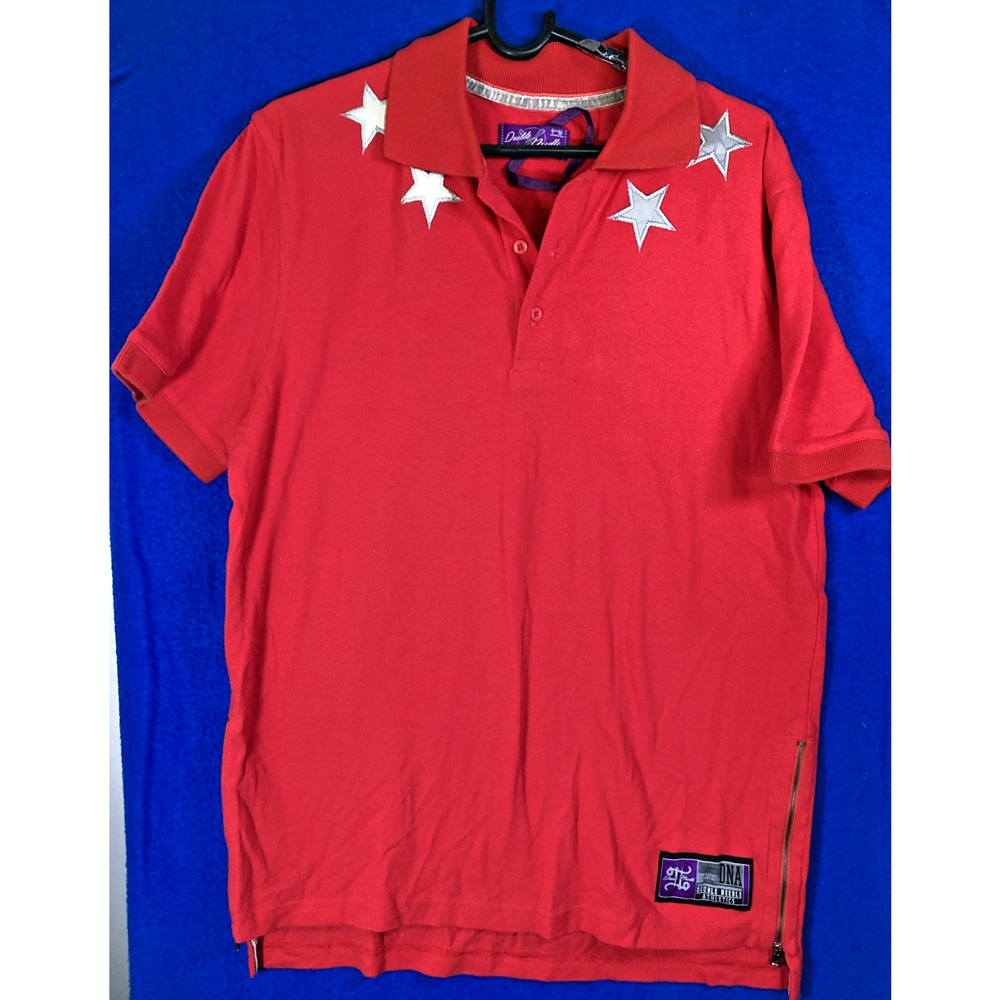 Double Needle Men's Size Large Shirt DNA Atheistics Red Polo New NWOT